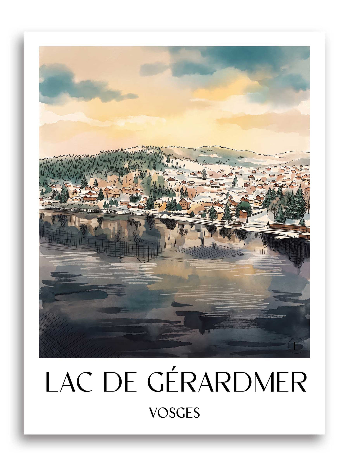 lac-de-gérardmer-vosges-frankreich-poster-aquarell