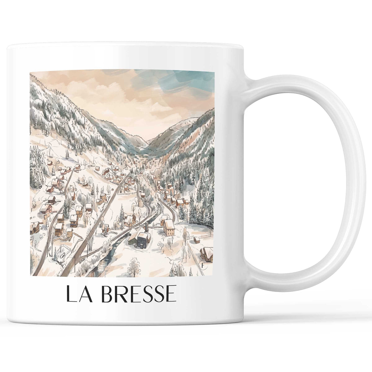 La Bresse Kaffeebecher - Vosges - Frankreich Becher - Kaffeetasse im Aquarell Stil