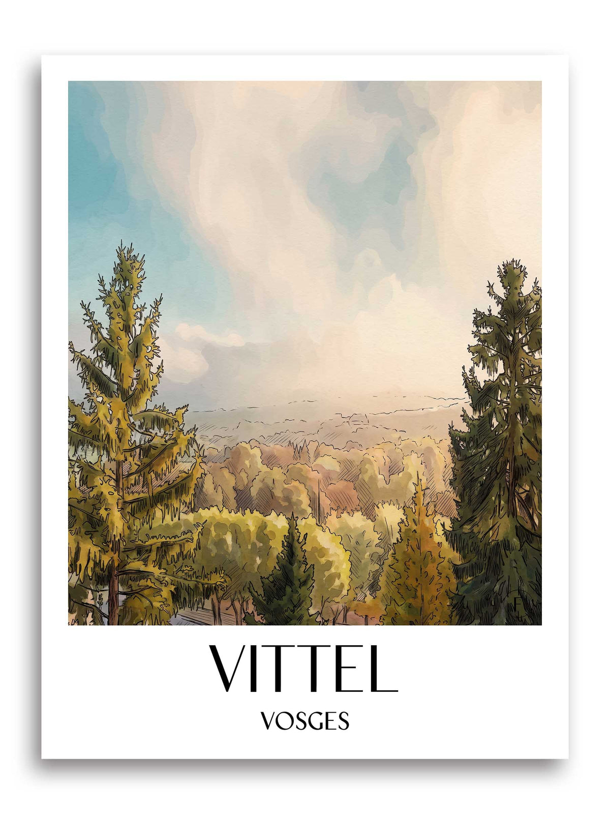 Vittel Poster - Vosges - Frankreich Kunstdruck - Aquarell von A4 bis A1