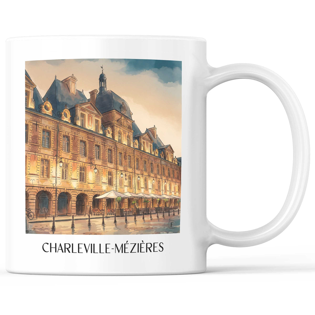 Charleville-Mézières Kaffeebecher - Ardennes - Frankreich Becher - Kaffeetasse im Aquarell Stil
