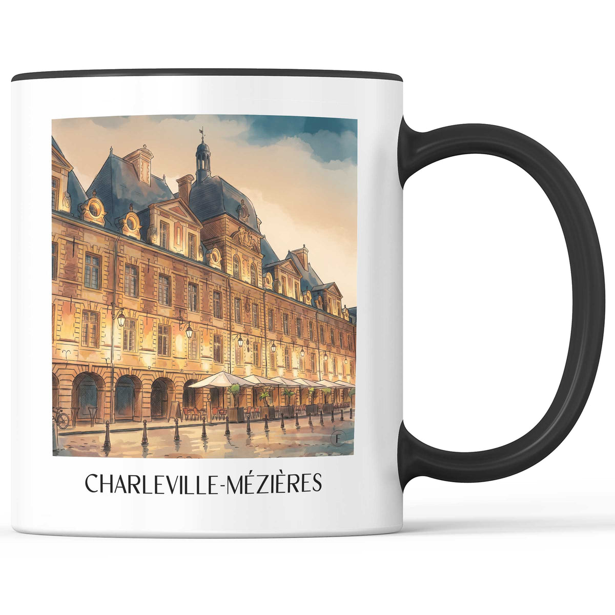 Charleville-Mézières Kaffeebecher - Ardennes - Frankreich Becher - Kaffeetasse im Aquarell Stil