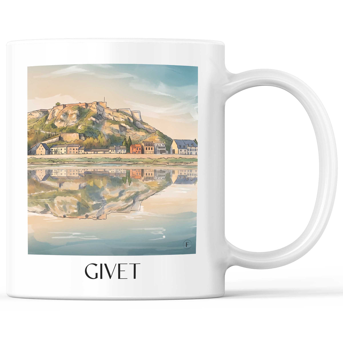 Givet Kaffeebecher - Ardennes - Frankreich Becher - Kaffeetasse im Aquarell Stil