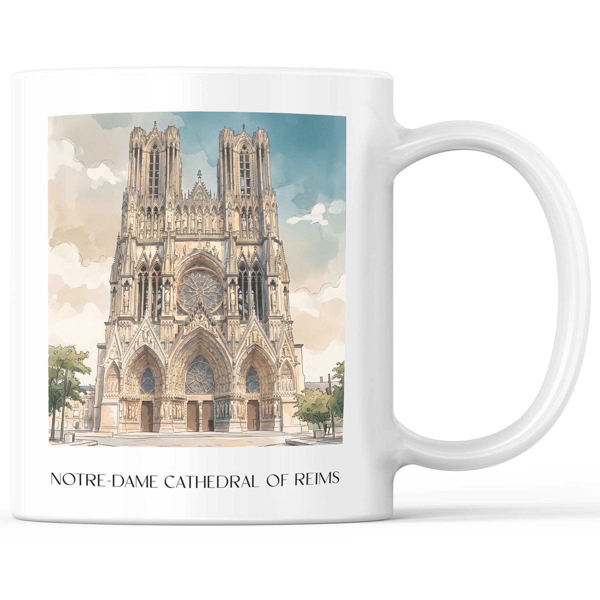 Cathédrale Notre-Dame Kaffeebecher - Reims - Frankreich Becher - Kaffeetasse im Aquarell Stil