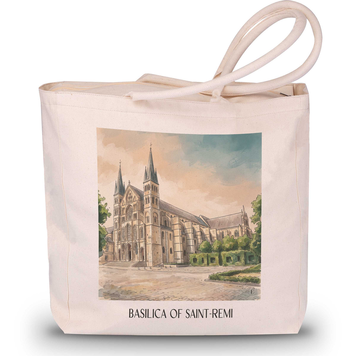 Basilique Saint-Remi Shopping Tasche - Reims - Frankreich Tote Bag - Einkaufstasche im Aquarell Stil