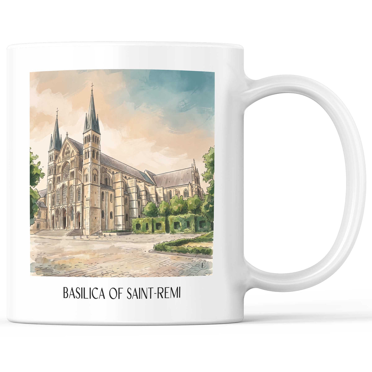 Basilique Saint-Remi Kaffeebecher - Reims - Frankreich Becher - Kaffeetasse im Aquarell Stil