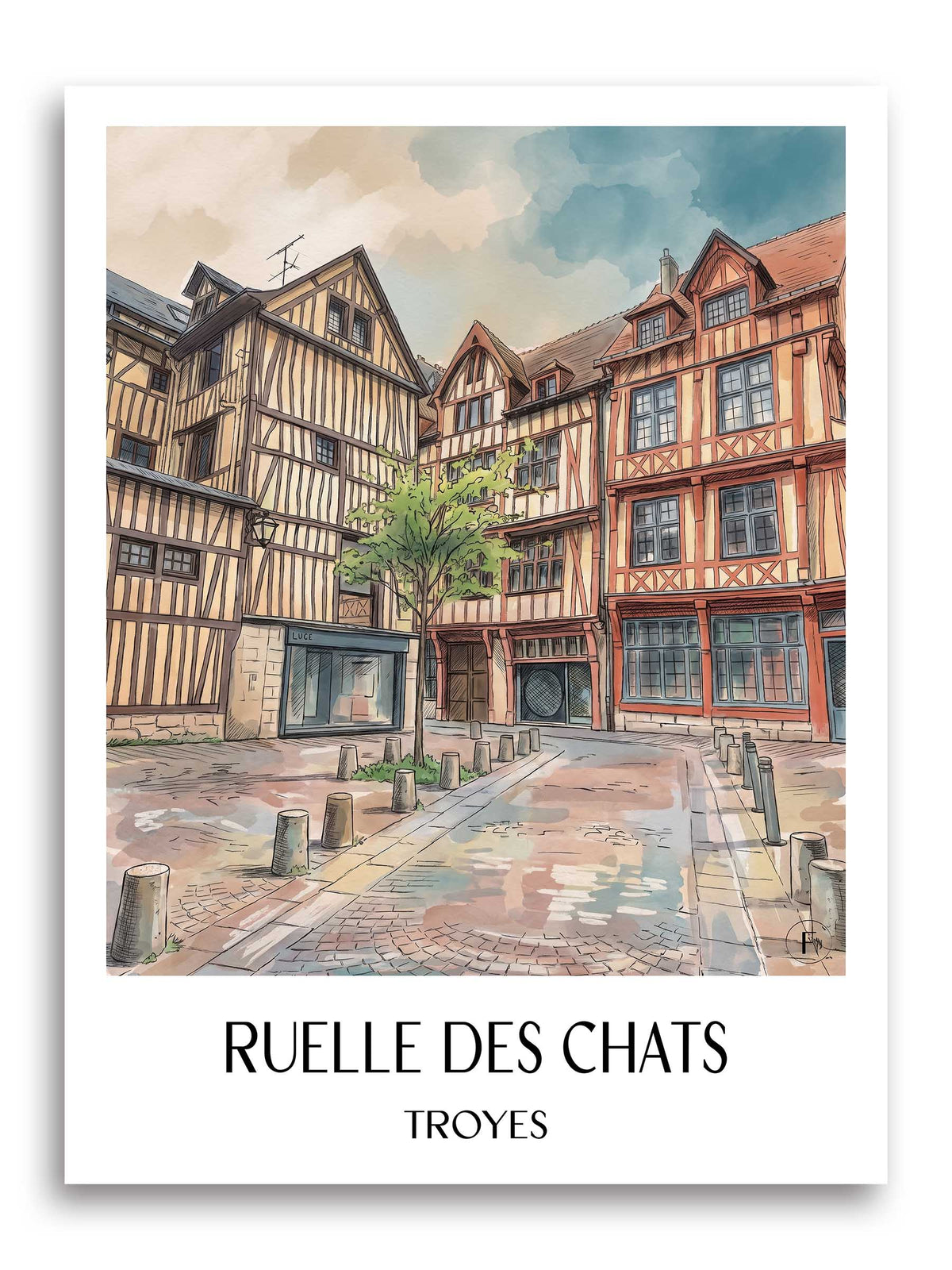 ruelle-des-chats-troyes-frankreich-poster-aquarell
