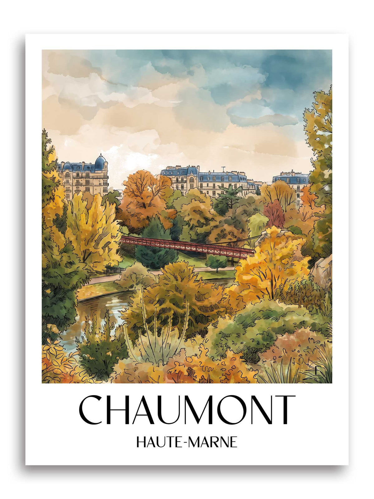 chaumont-haute-marne-frankreich-poster-aquarell