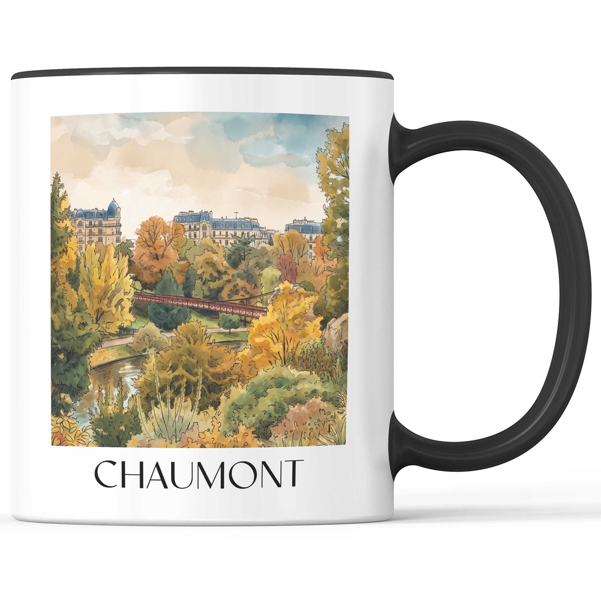 Chaumont Kaffeebecher - Haute-Marne - Frankreich Becher - Kaffeetasse im Aquarell Stil