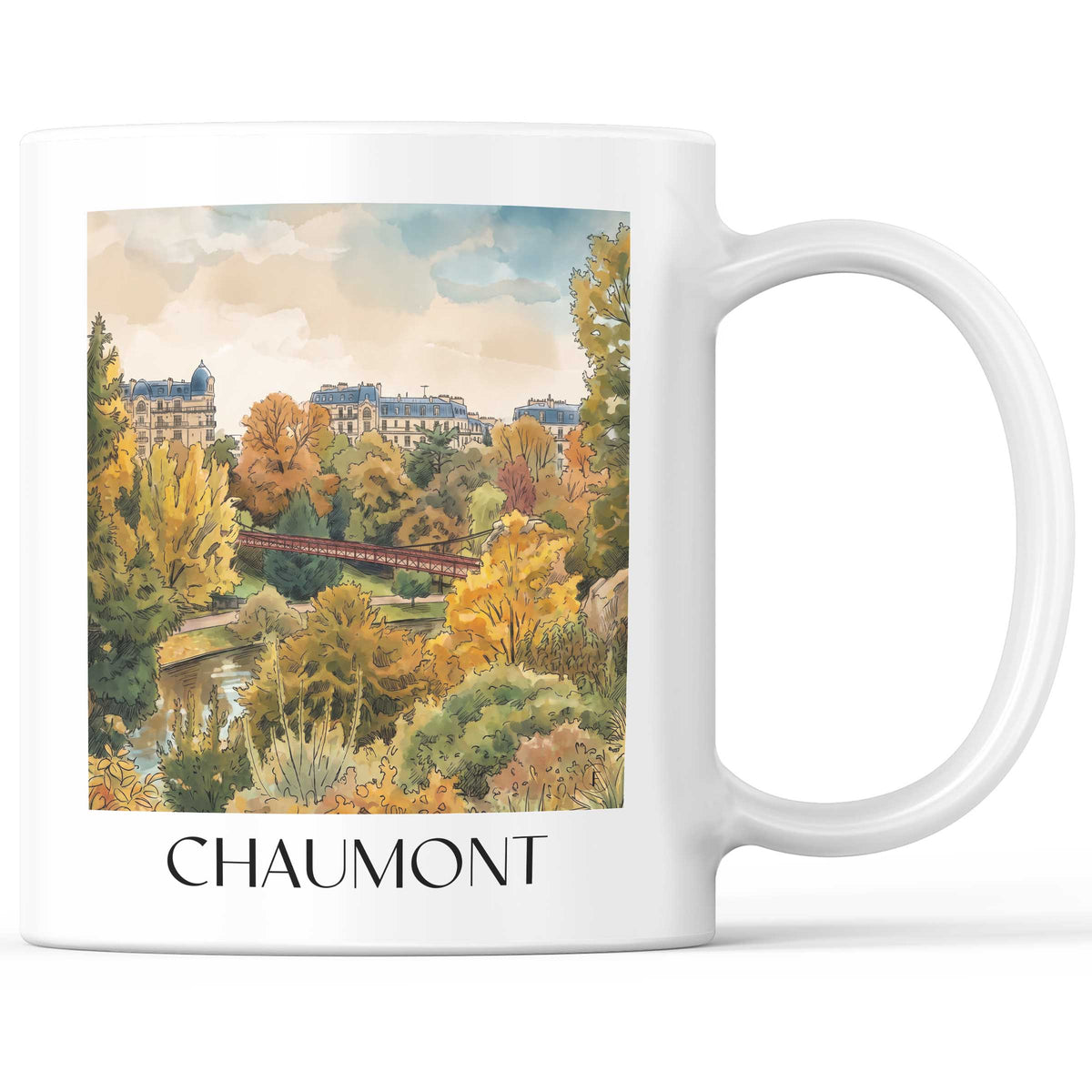 Chaumont Kaffeebecher - Haute-Marne - Frankreich Becher - Kaffeetasse im Aquarell Stil
