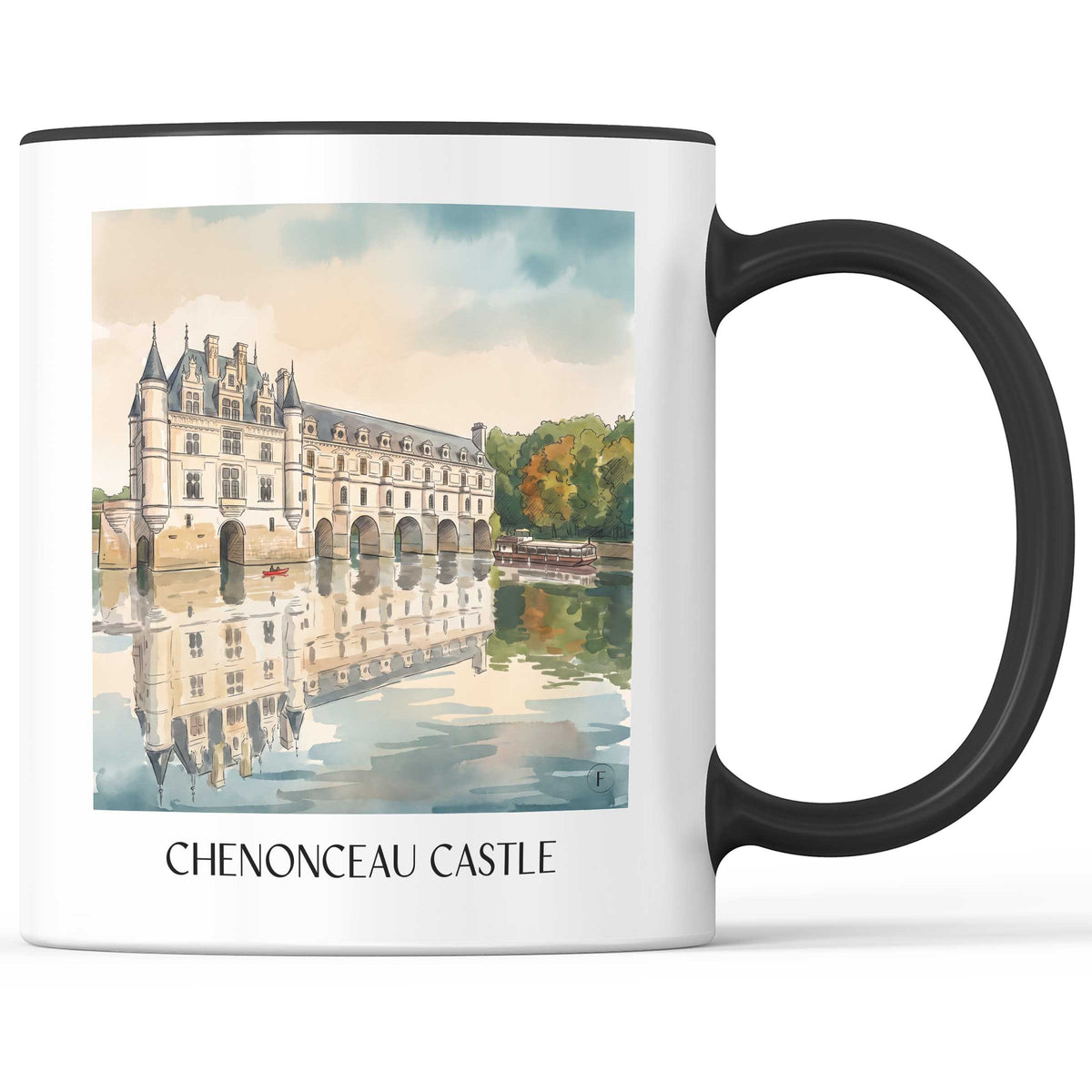Château de Chenonceau Kaffeebecher - Val de Loire - Frankreich Becher - Kaffeetasse im Aquarell Stil
