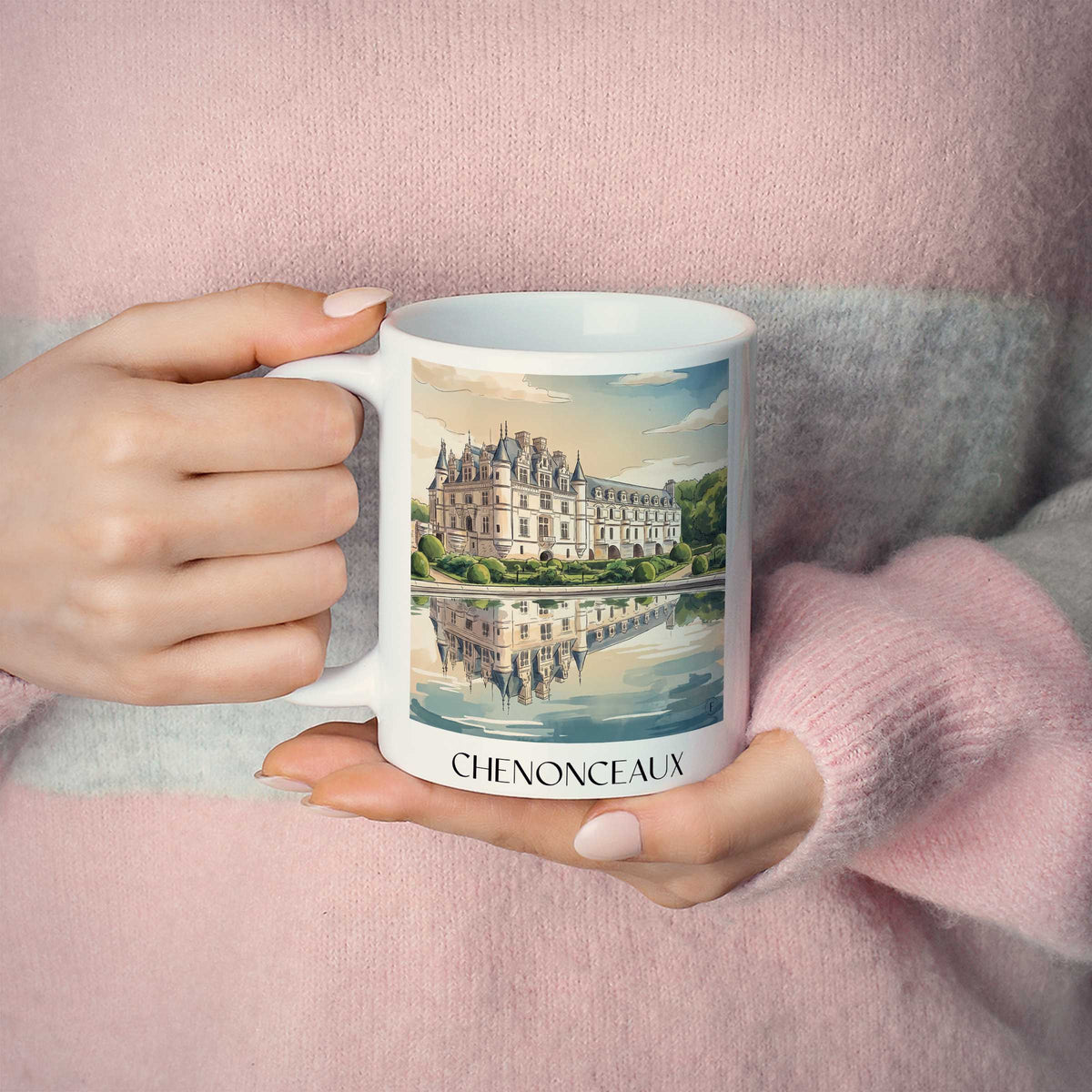 chenonceaux-val-de-loire-frankreich-kaffeebecher-aquarell