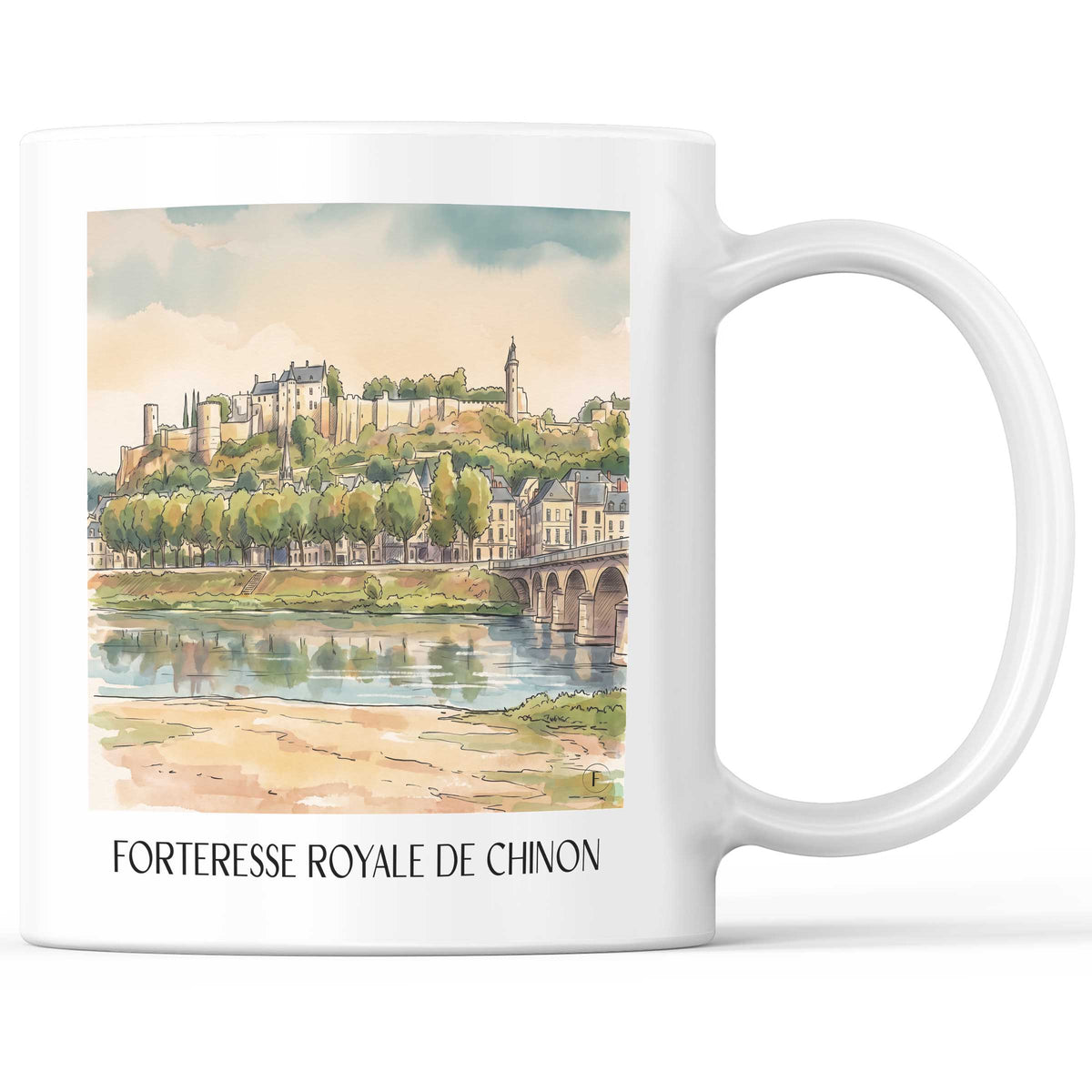 Forteresse Royale de Chinon Kaffeebecher - Chinon - Frankreich Becher - Kaffeetasse im Aquarell Stil