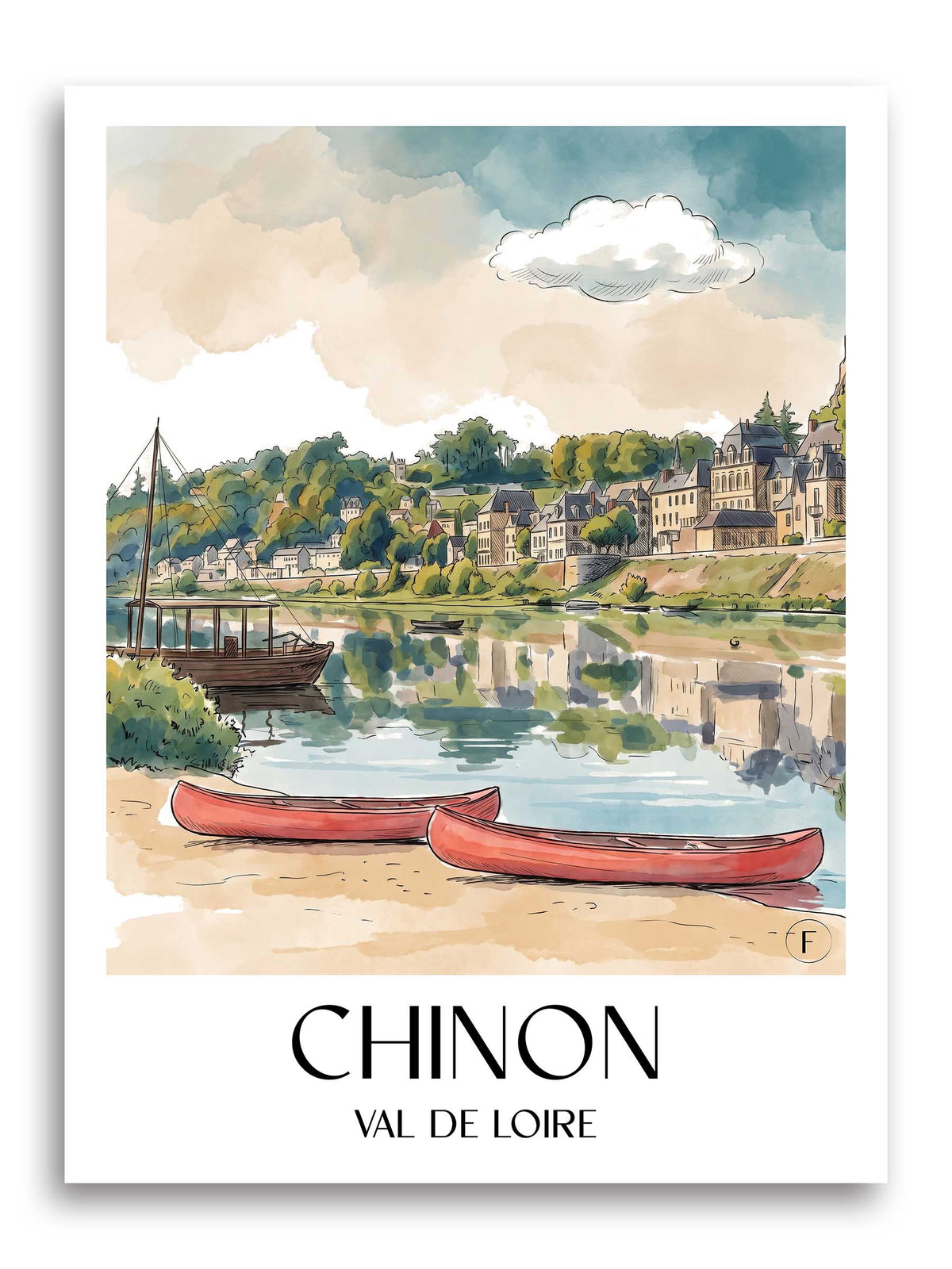 chinon-val-de-loire-frankreich-poster-aquarell
