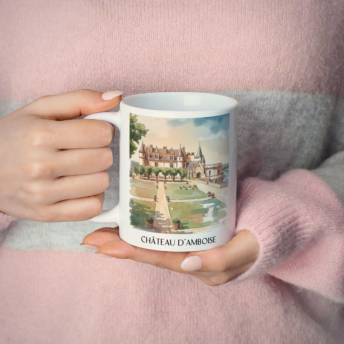 château-d'amboise-val-de-loire-frankreich-kaffeebecher-aquarell