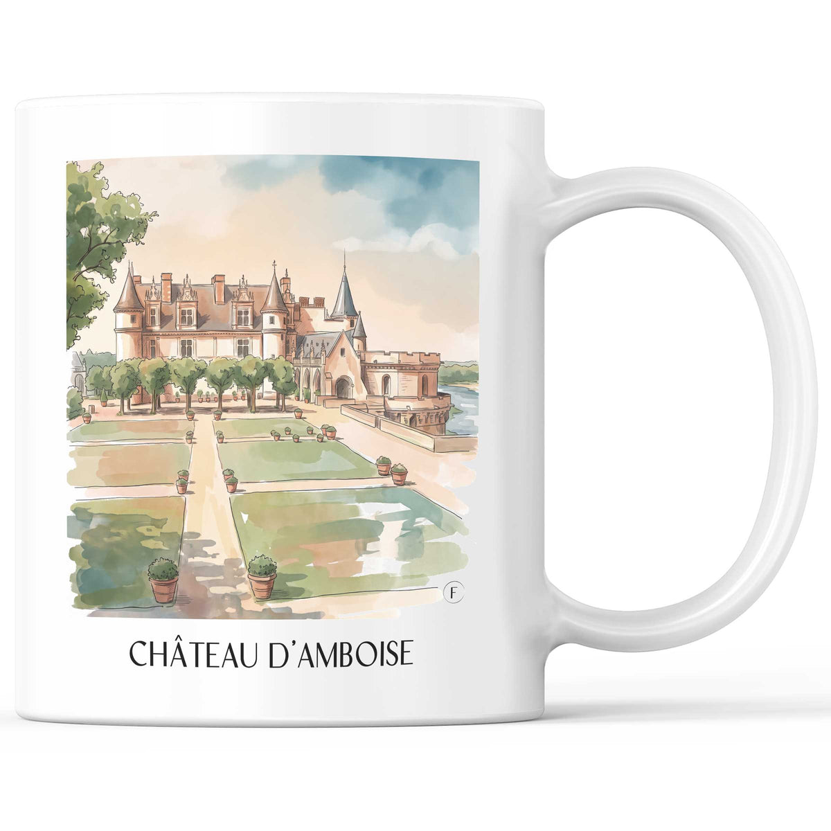 Château d'Amboise Kaffeebecher - Val de Loire - Frankreich Becher - Kaffeetasse im Aquarell Stil