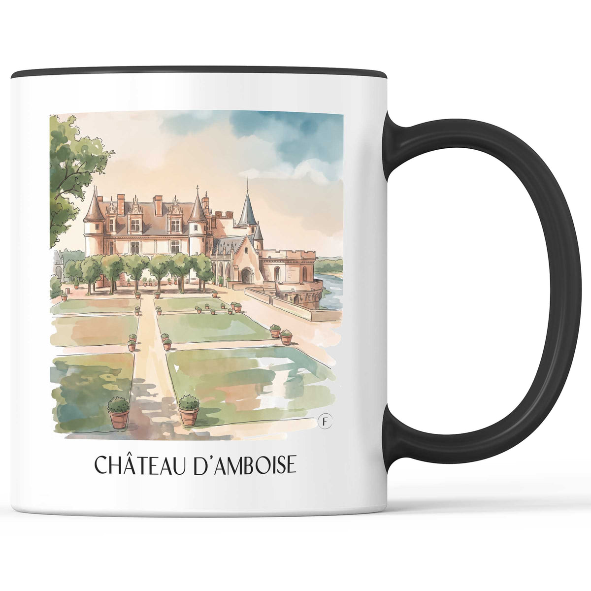 Château d'Amboise Kaffeebecher - Val de Loire - Frankreich Becher - Kaffeetasse im Aquarell Stil