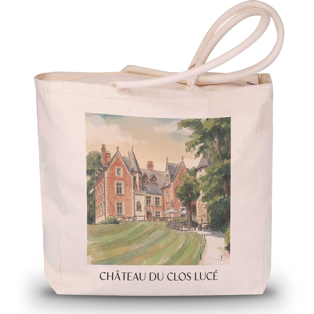 château-du-clos-lucé-amboise-frankreich-einkaufstasche-aquarell