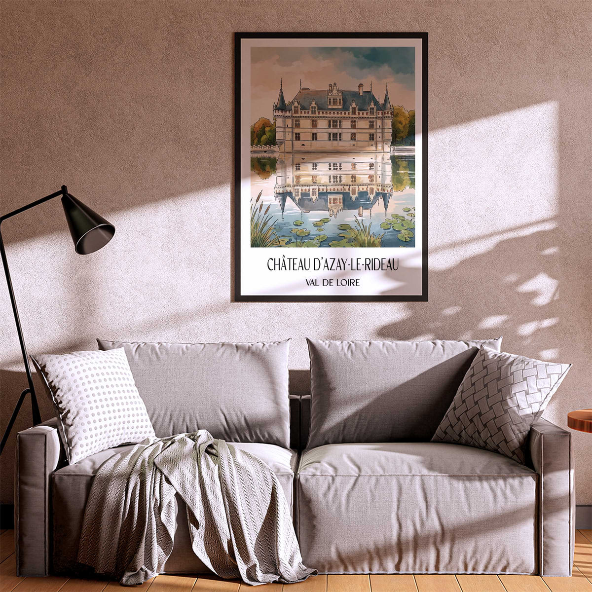 château-d'azay-le-rideau-val-de-loire-frankreich-poster-aquarell