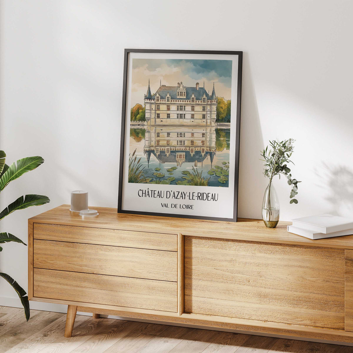 château-d'azay-le-rideau-val-de-loire-frankreich-poster-aquarell