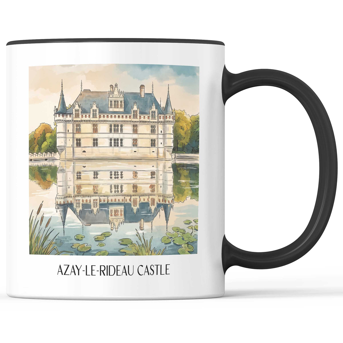 Château d'Azay-le-Rideau Kaffeebecher - Val de Loire - Frankreich Becher - Kaffeetasse im Aquarell Stil