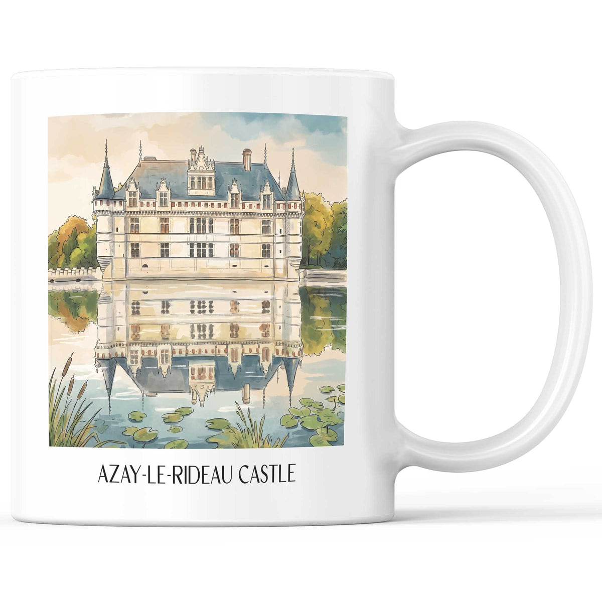 Château d'Azay-le-Rideau Kaffeebecher - Val de Loire - Frankreich Becher - Kaffeetasse im Aquarell Stil