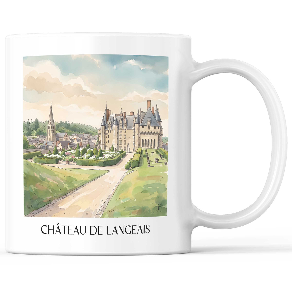 Château de Langeais Kaffeebecher - Val de Loire - Frankreich Becher - Kaffeetasse im Aquarell Stil