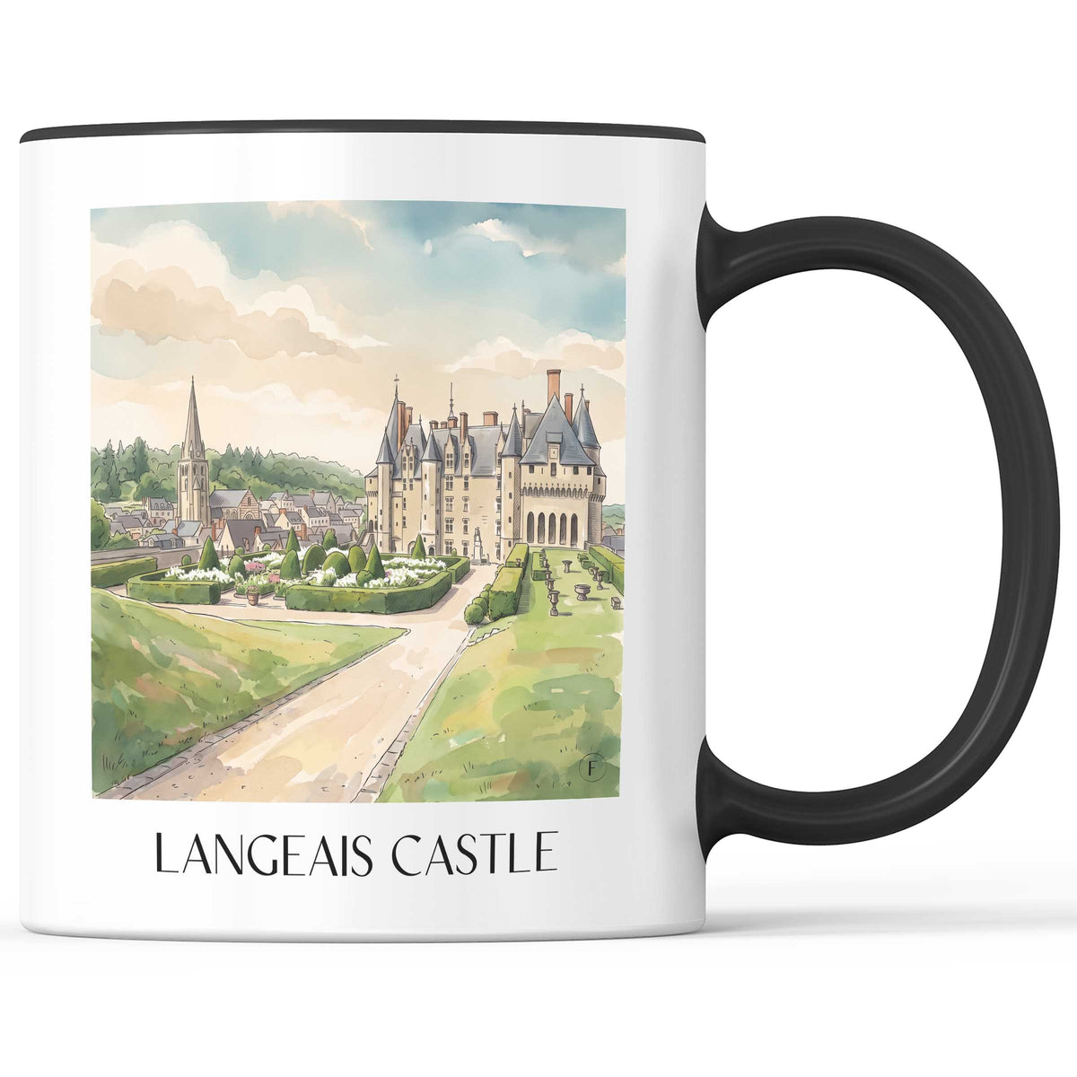 Château de Langeais Kaffeebecher - Val de Loire - Frankreich Becher - Kaffeetasse im Aquarell Stil