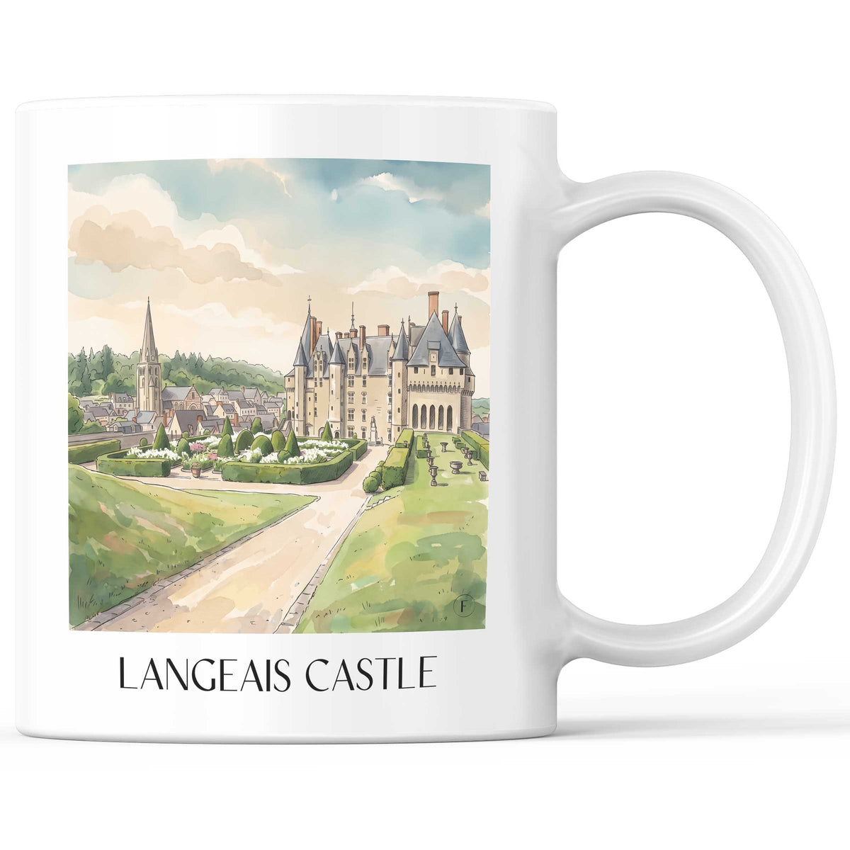 Château de Langeais Kaffeebecher - Val de Loire - Frankreich Becher - Kaffeetasse im Aquarell Stil