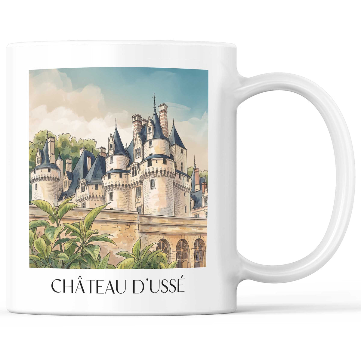 Château d'Ussé Kaffeebecher - Rigny-Ussé - Frankreich Becher - Kaffeetasse im Aquarell Stil