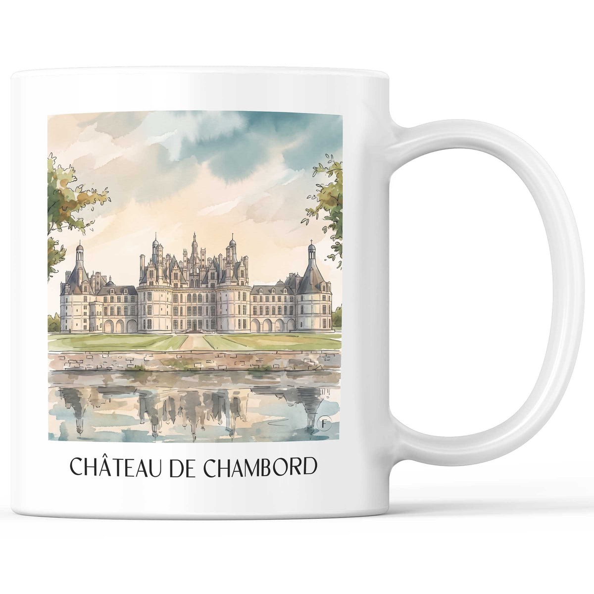 Château de Chambord Kaffeebecher - Val de Loire - Frankreich Becher - Kaffeetasse im Aquarell Stil