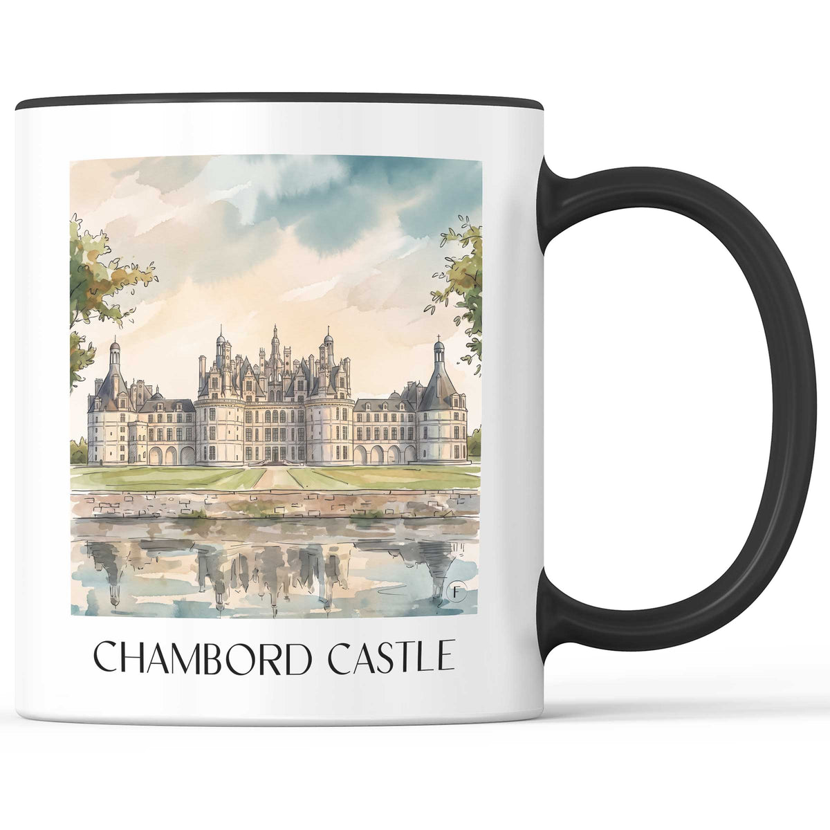 Château de Chambord Kaffeebecher - Val de Loire - Frankreich Becher - Kaffeetasse im Aquarell Stil
