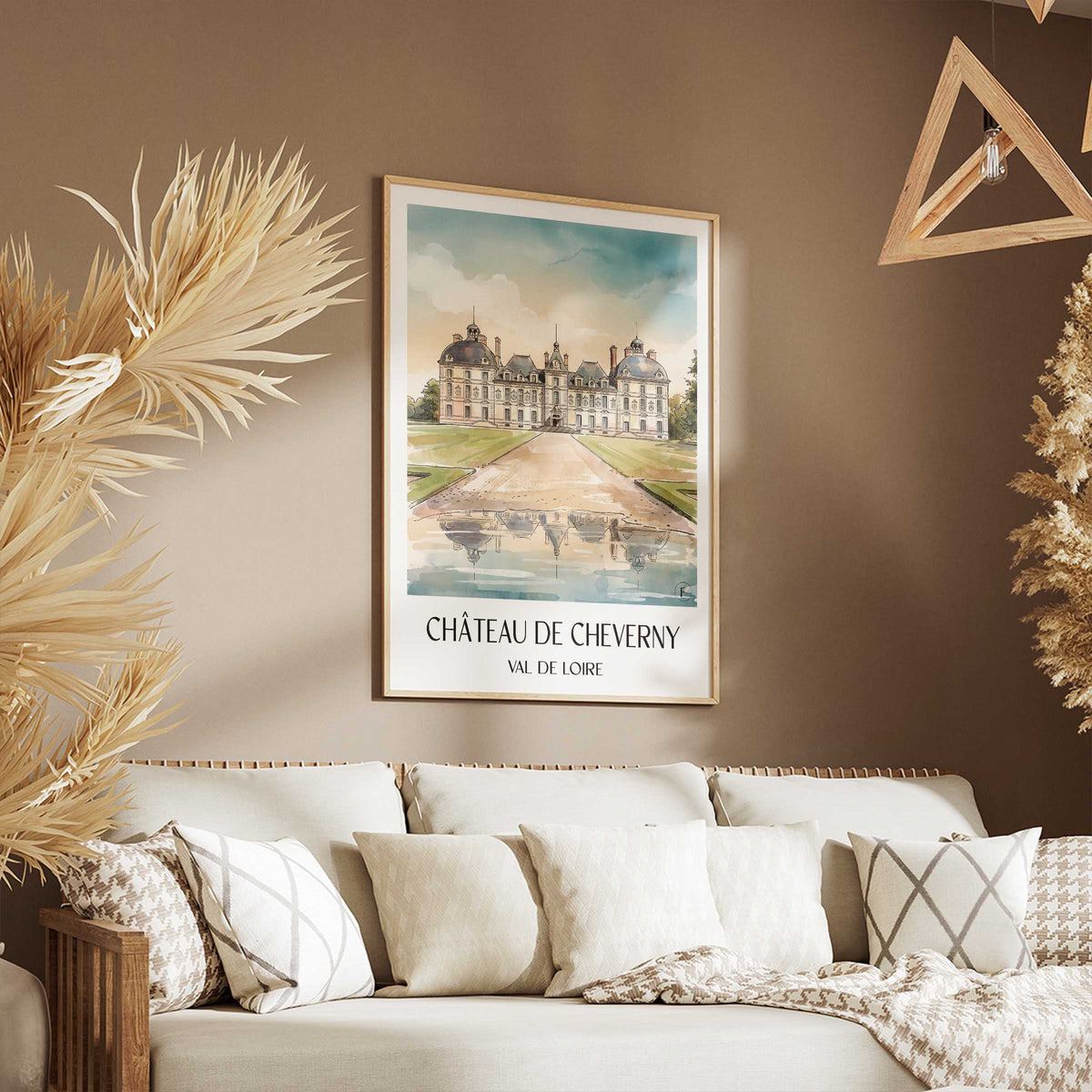 château-de-cheverny-val-de-loire-frankreich-poster-aquarell