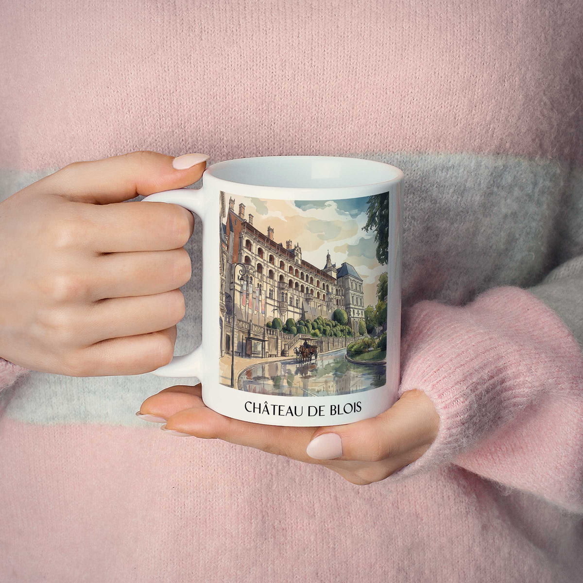 château-de-blois-val-de-loire-frankreich-kaffeebecher-aquarell