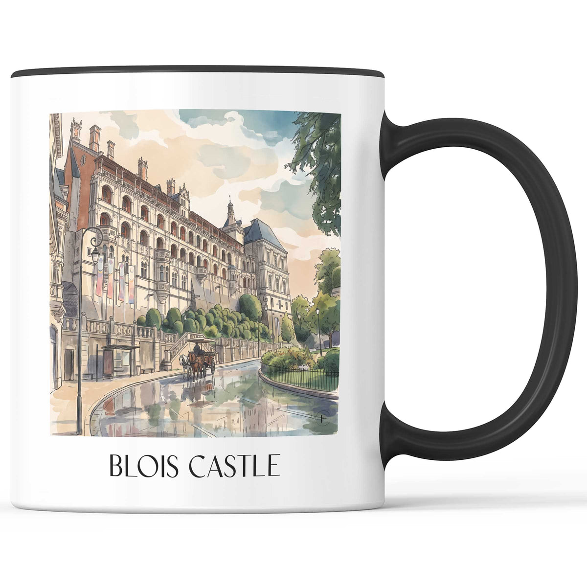 Château de Blois Kaffeebecher - Val de Loire - Frankreich Becher - Kaffeetasse im Aquarell Stil