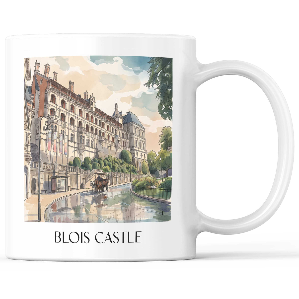 Château de Blois Kaffeebecher - Val de Loire - Frankreich Becher - Kaffeetasse im Aquarell Stil