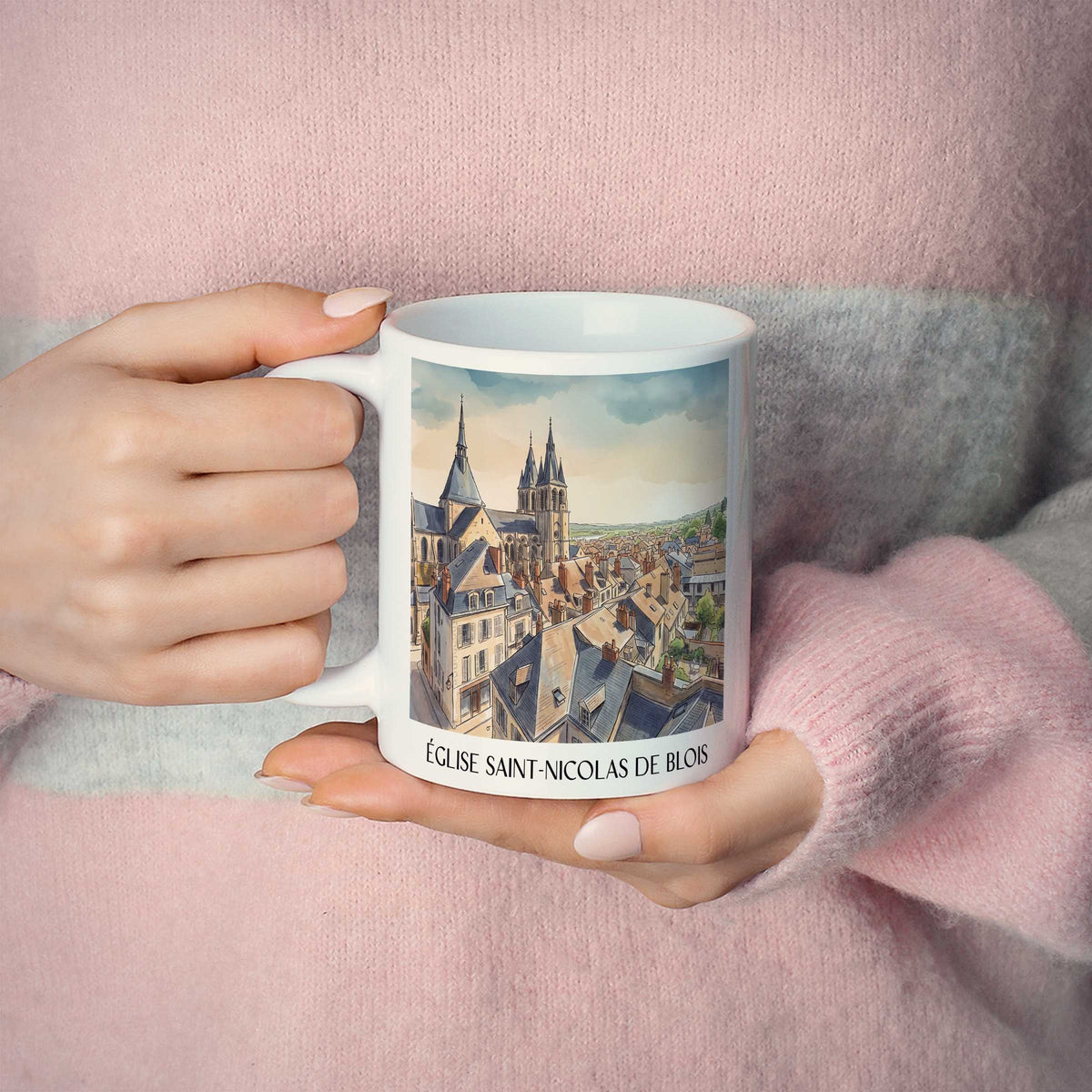 église-saint-nicolas-blois-frankreich-kaffeebecher-aquarell