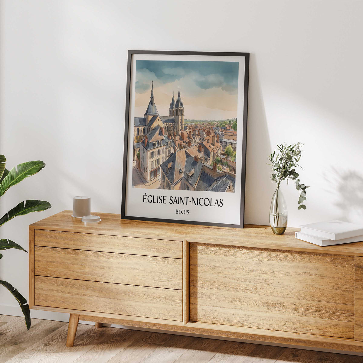 église-saint-nicolas-blois-frankreich-poster-aquarell