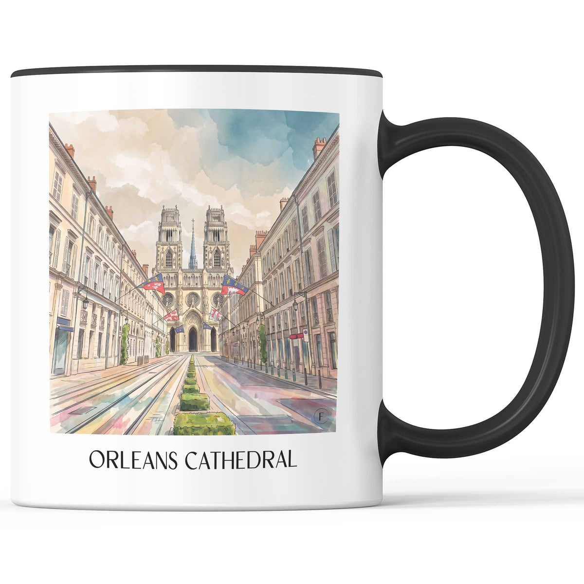 Cathédrale Sainte-Croix Kaffeebecher - Orléans - Frankreich Becher - Kaffeetasse im Aquarell Stil