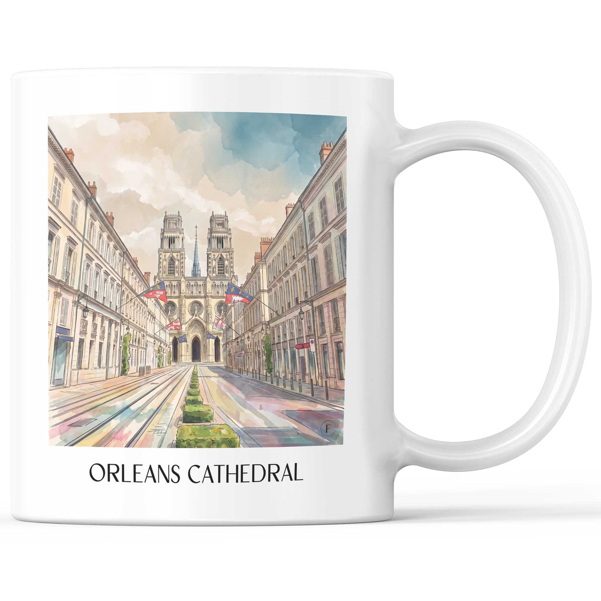 Cathédrale Sainte-Croix Kaffeebecher - Orléans - Frankreich Becher - Kaffeetasse im Aquarell Stil