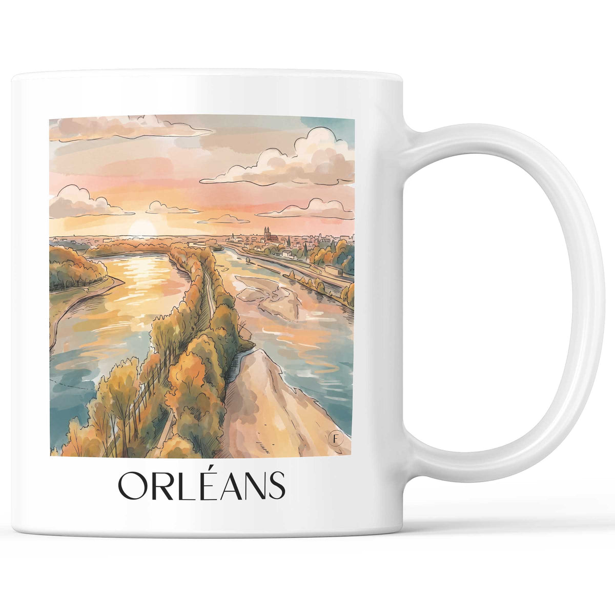 Orléans Kaffeebecher - Val de Loire - Frankreich Becher - Kaffeetasse im Aquarell Stil