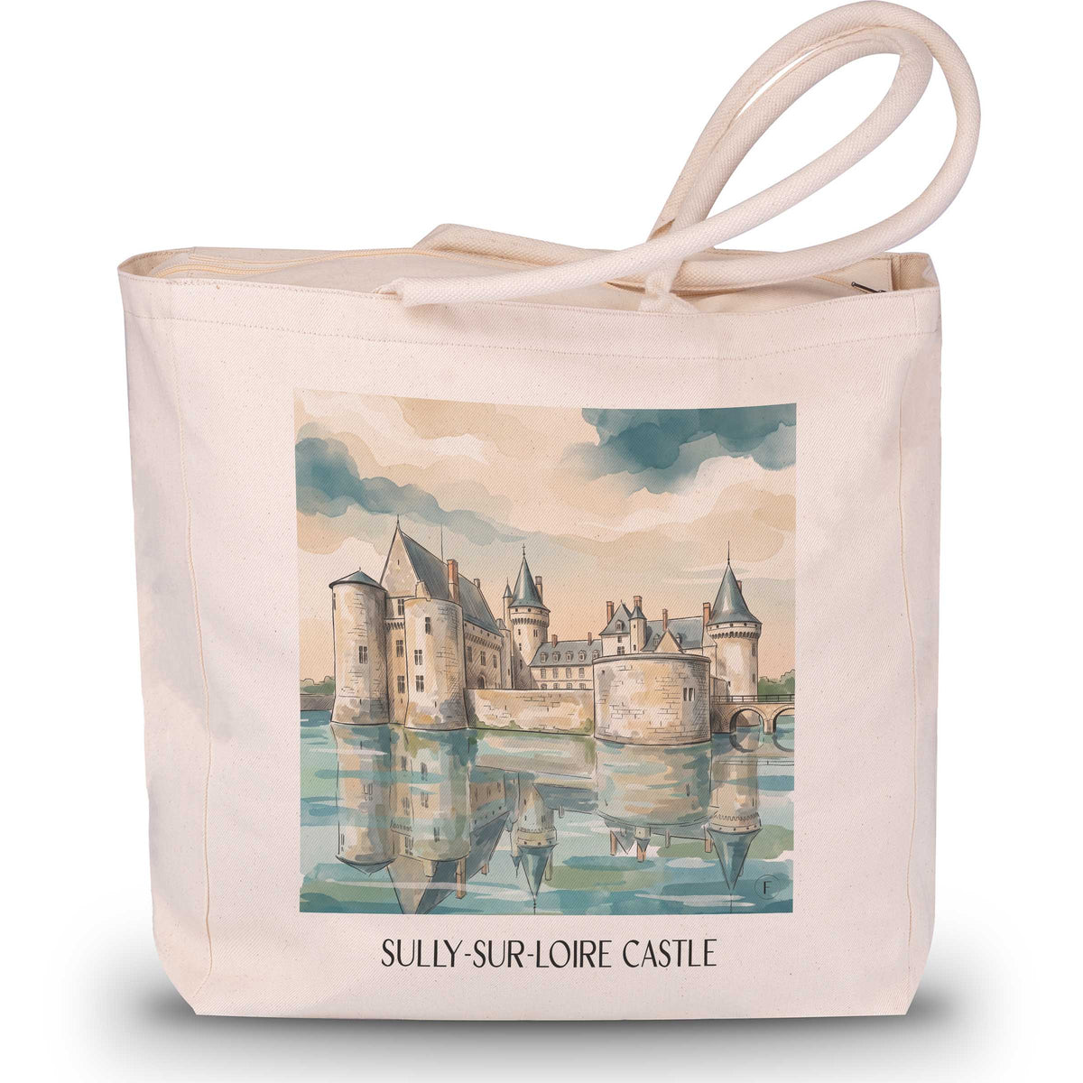 Château de Sully-sur-Loire Shopping Tasche - Val de Loire - Frankreich Tote Bag - Einkaufstasche im Aquarell Stil