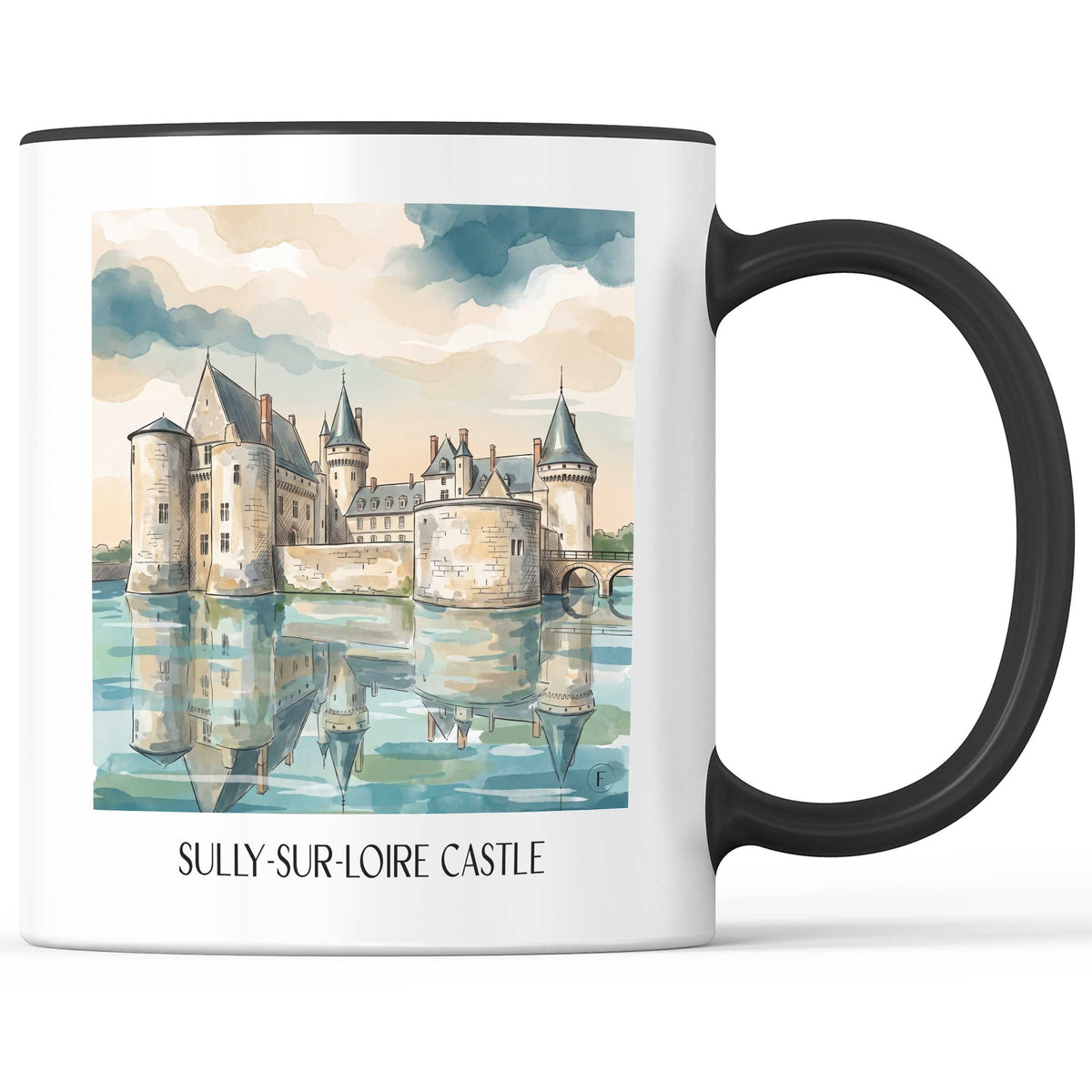 Château de Sully-sur-Loire Kaffeebecher - Val de Loire - Frankreich Becher - Kaffeetasse im Aquarell Stil