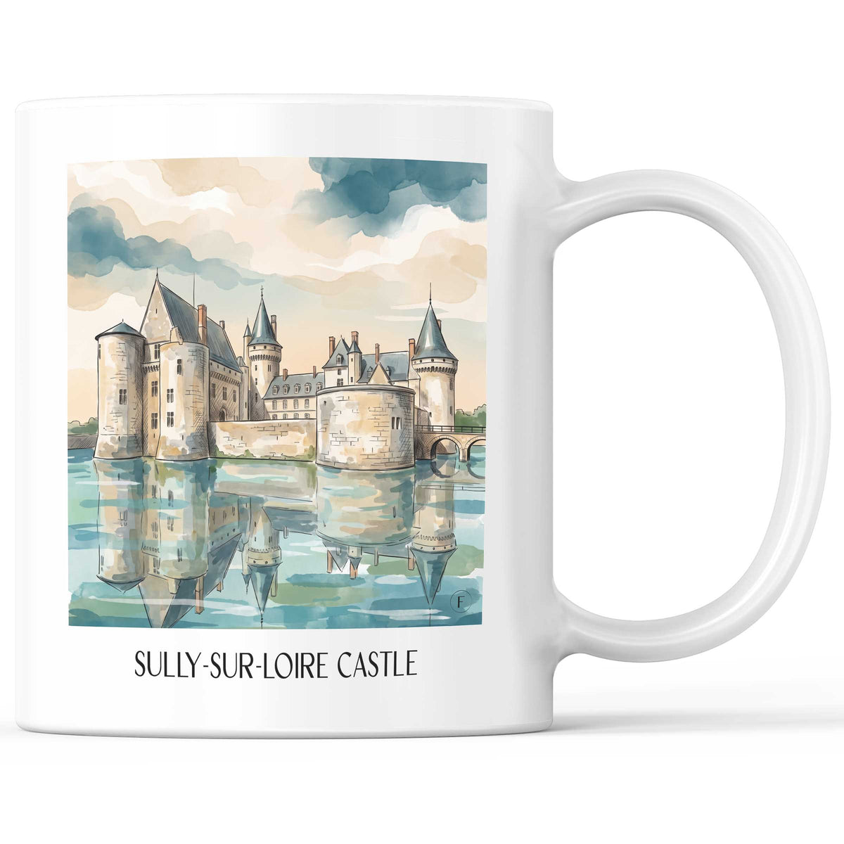 Château de Sully-sur-Loire Kaffeebecher - Val de Loire - Frankreich Becher - Kaffeetasse im Aquarell Stil