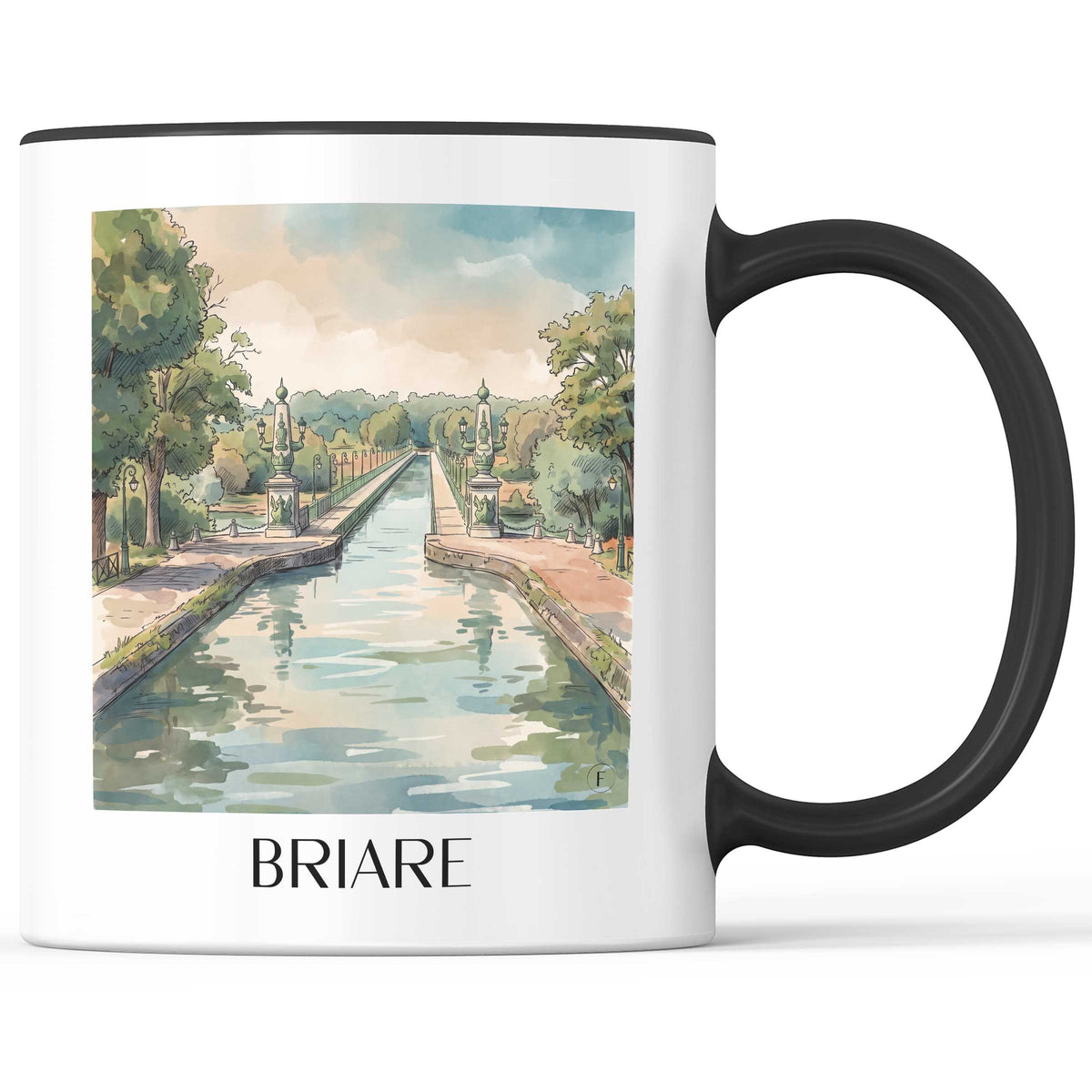Briare Kaffeebecher - Val de Loire - Frankreich Becher - Kaffeetasse im Aquarell Stil