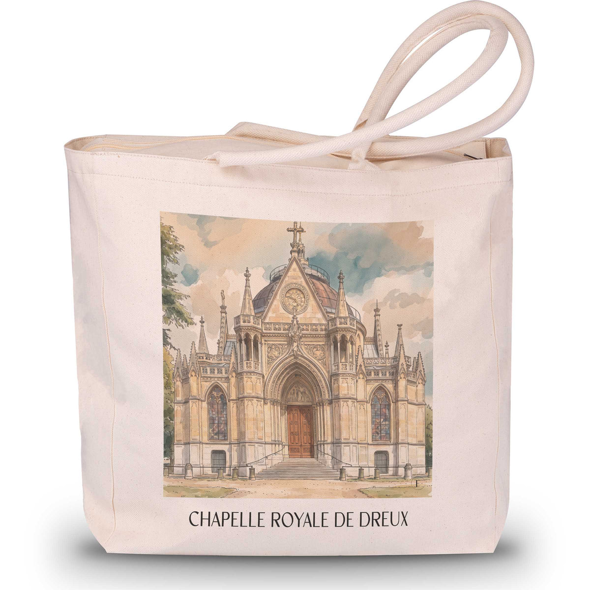 chapelle-royale-dreux-frankreich-einkaufstasche-aquarell
