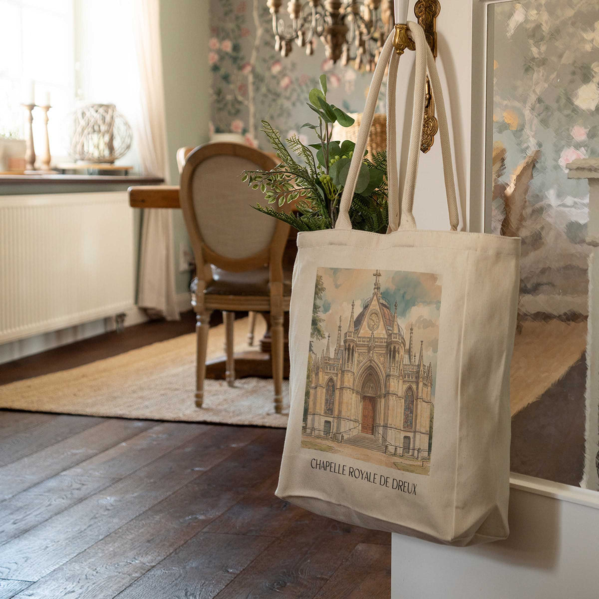 chapelle-royale-dreux-frankreich-einkaufstasche-aquarell