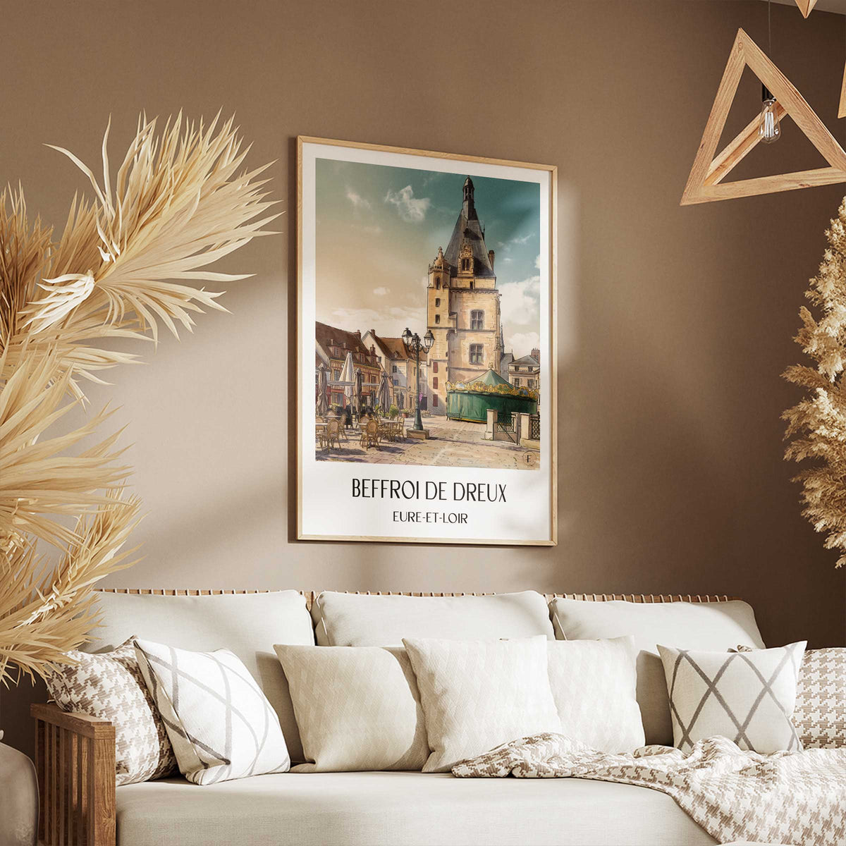 beffroi-de-dreux-eure-et-loir-frankreich-poster-aquarell