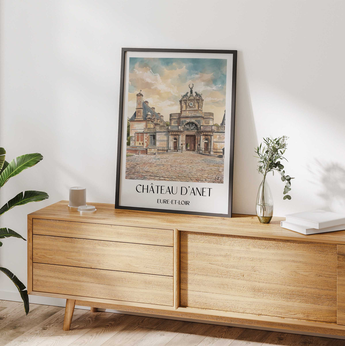 château-d'anet-eure-et-loir-frankreich-poster-aquarell