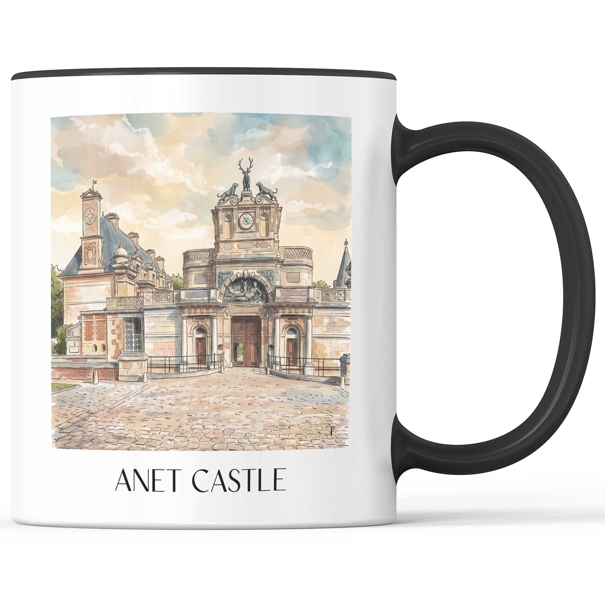 Château d'Anet Kaffeebecher - Eure-et-Loir - Frankreich Becher - Kaffeetasse im Aquarell Stil
