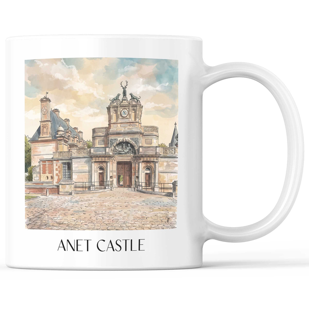 Château d'Anet Kaffeebecher - Eure-et-Loir - Frankreich Becher - Kaffeetasse im Aquarell Stil